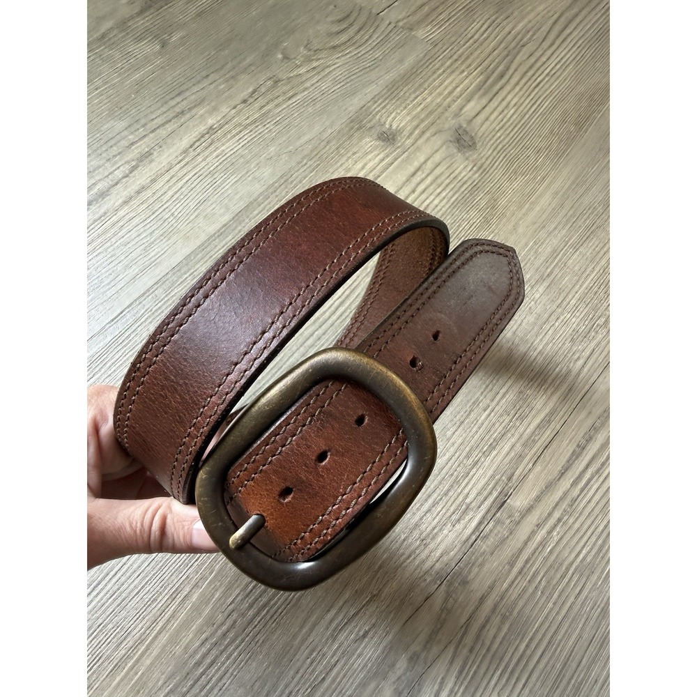Ariat Full Grain Leather Belt Size 40 Brown Distressed Brass Buckle Western